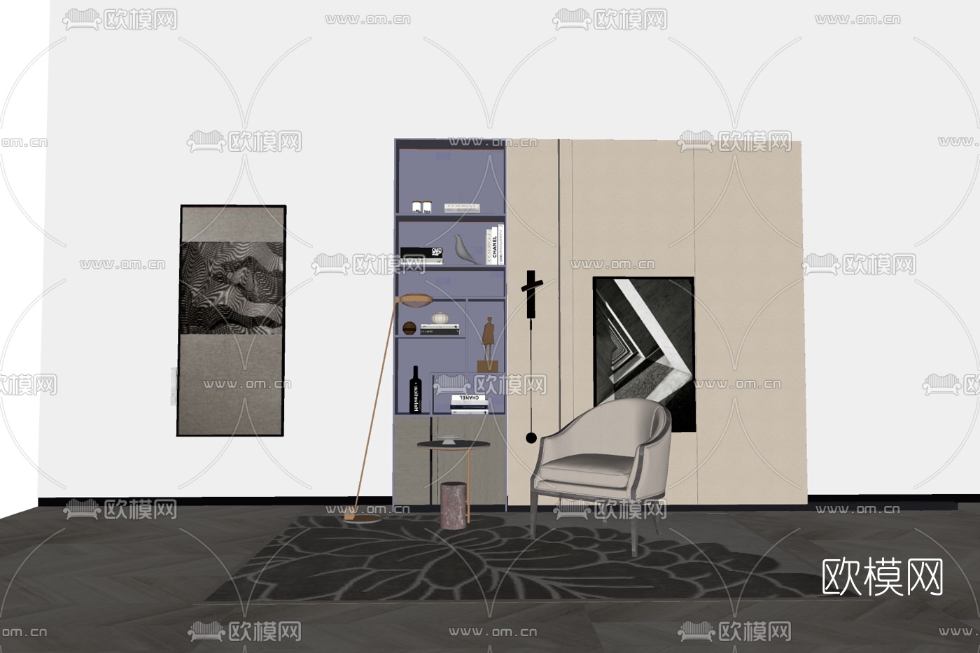 现代布艺休闲椅su模型下载