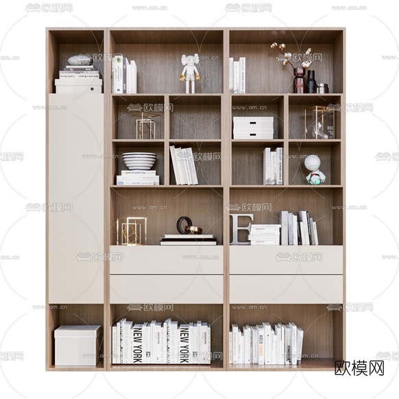 现代陈列柜书柜3d模型下载(渲染图5)