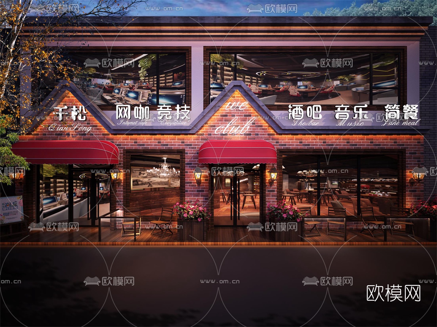 工业风酒吧门面门头3d模型