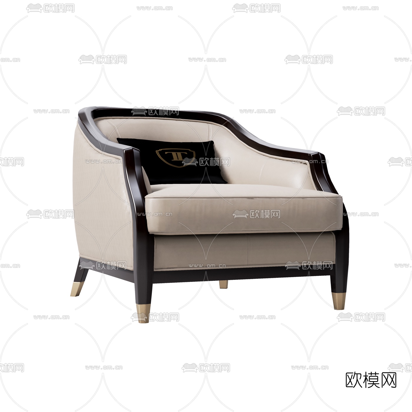 美式布艺单人沙发3d模型