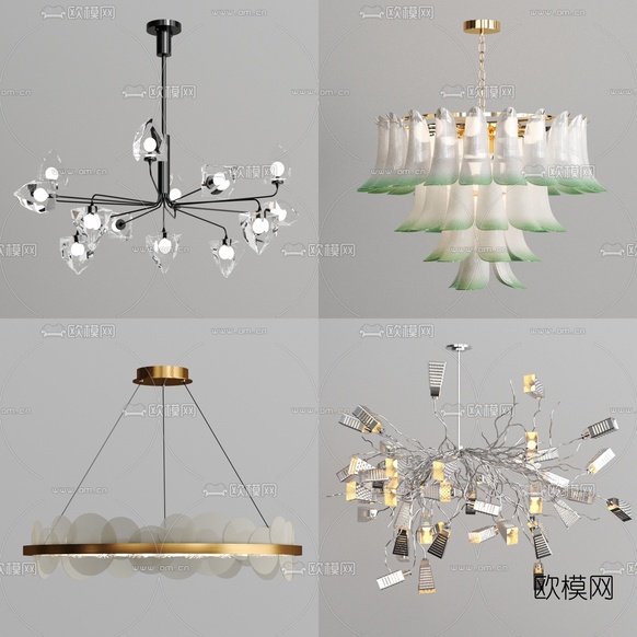 现代金属花瓣吊灯3d模型下载