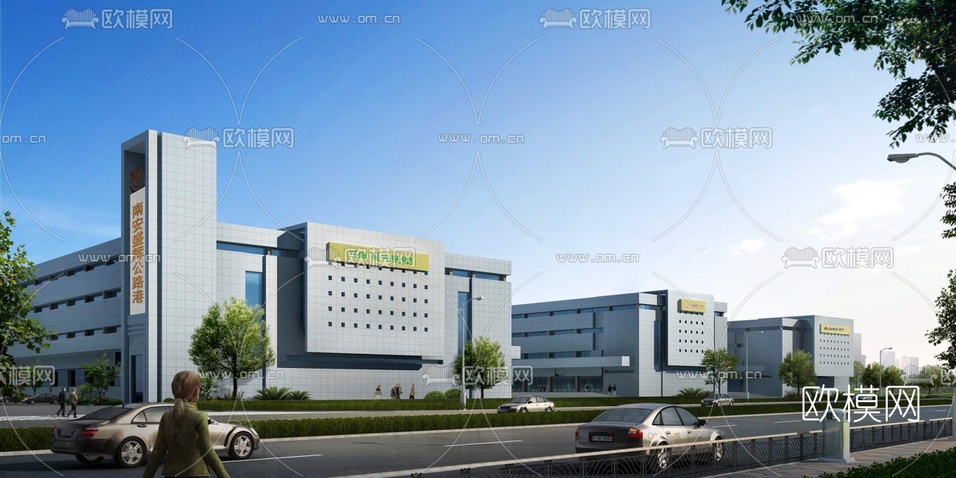 现代产业园鸟瞰规划3d模型下载(渲染图3)