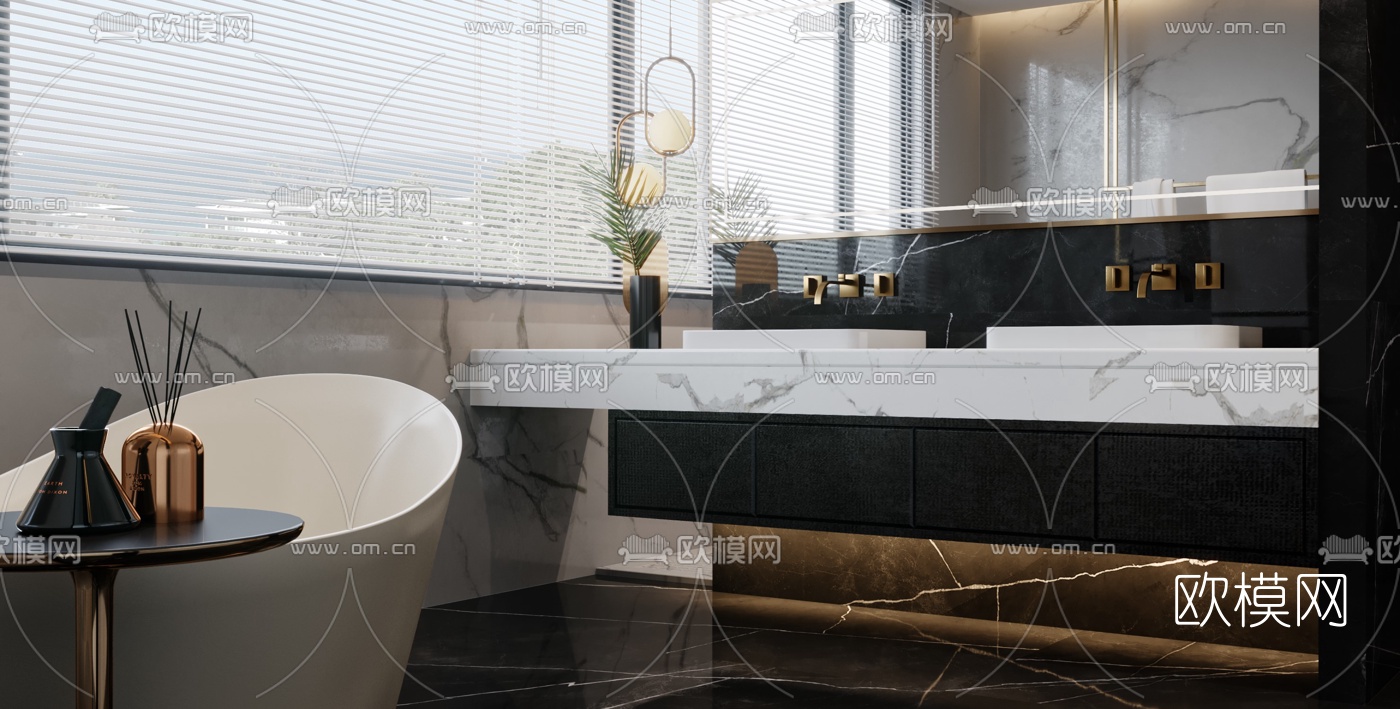 现代卫生间浴室3d模型下载（渲染图5）