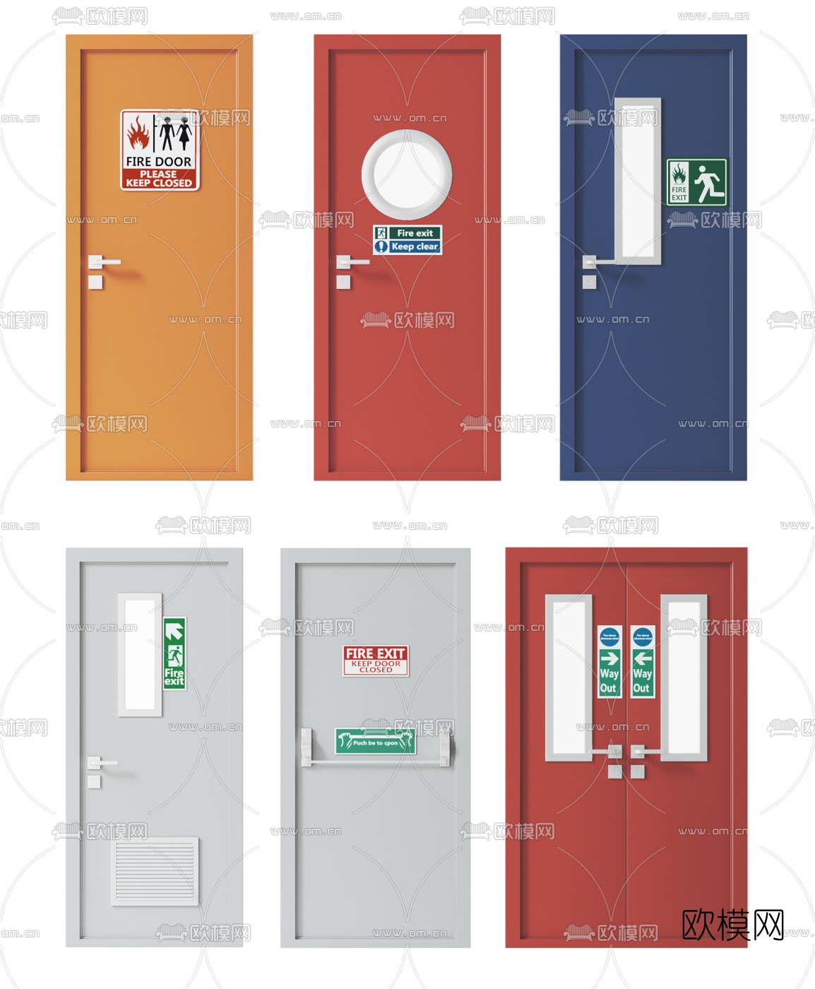 现代消防门安全门防火门3d模型下载
