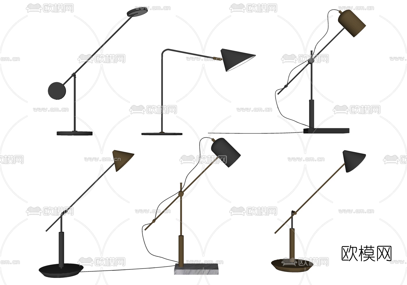 北欧金属台灯su模型下载