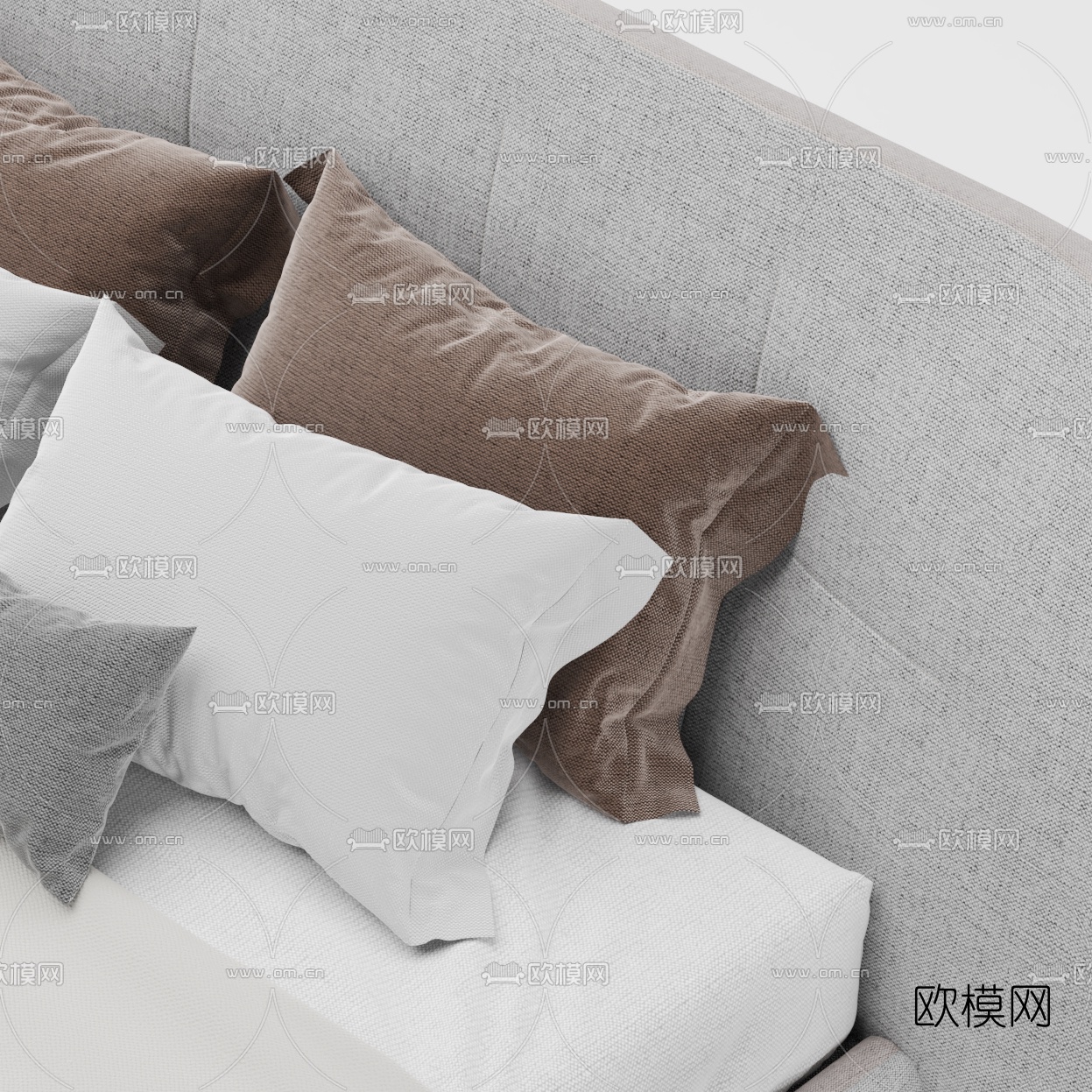 Poliform现代布艺双人床3d模型下载（渲染图3）