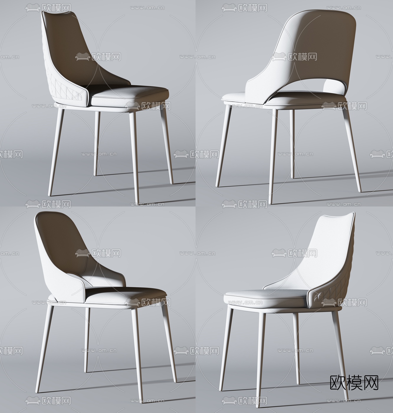 现代轻奢皮革单椅3d模型下载（渲染图4）