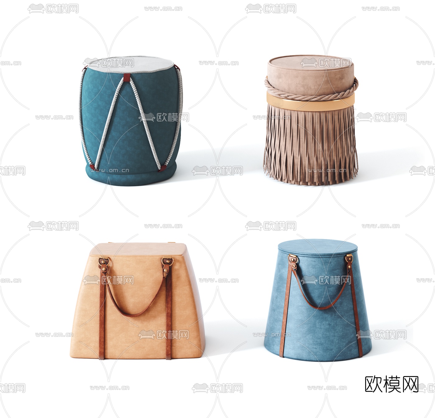 现代布艺凳子3d模型