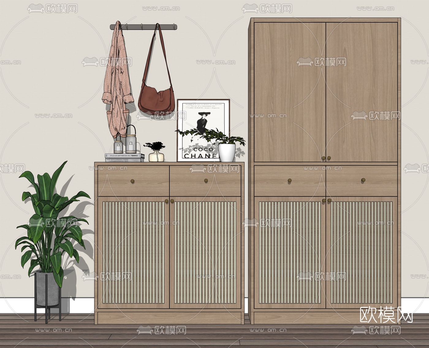 现代入户储物柜su模型下载