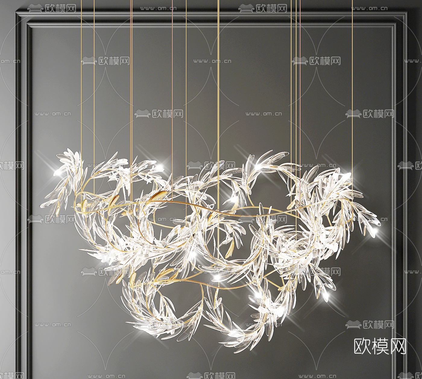 现代艺术水晶装饰吊灯3d模型下载