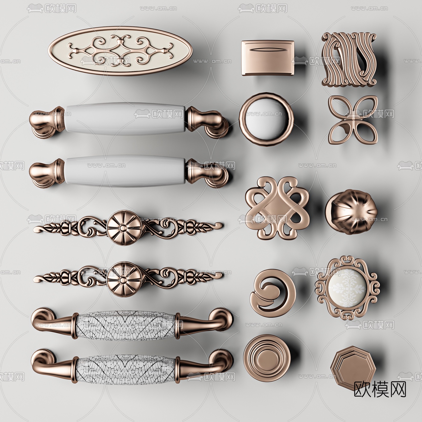 简欧轻奢门拉手门把手3d模型下载