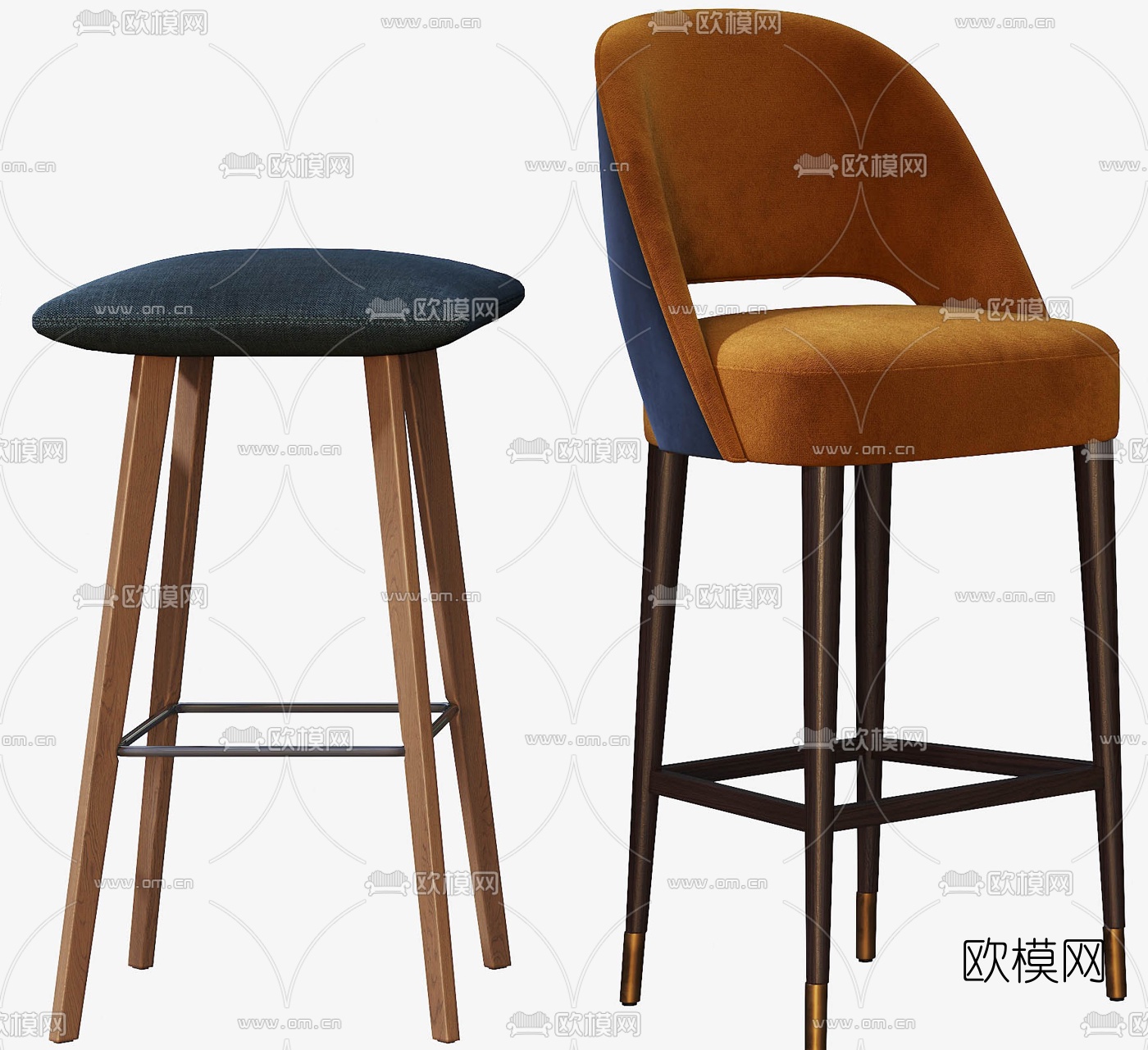 北欧简约吧台椅3d模型
