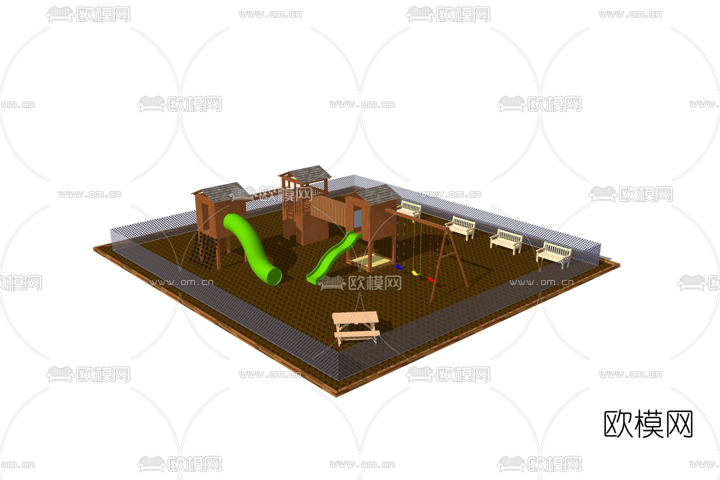 北欧儿童滑梯su模型下载