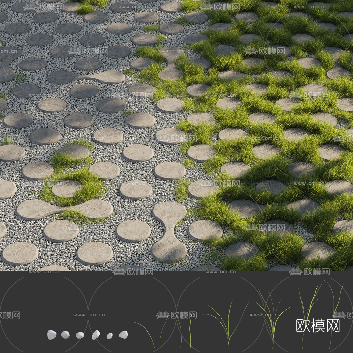 现代草地草坪3d模型下载（渲染图1）