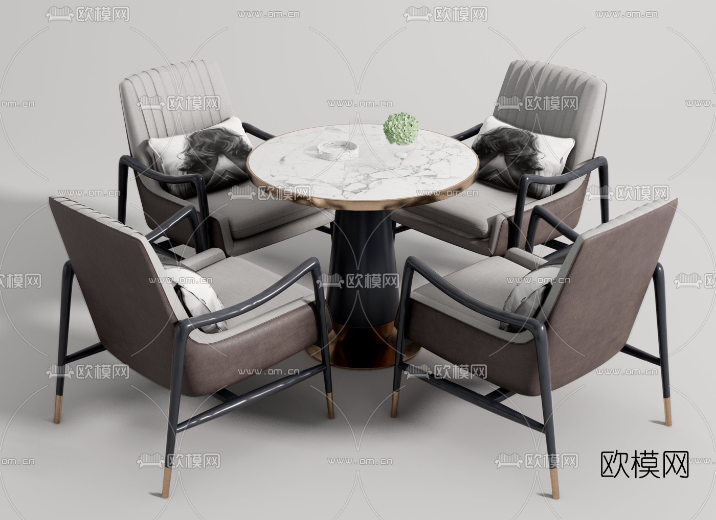 现代轻奢休闲桌椅su模型下载（渲染图1）