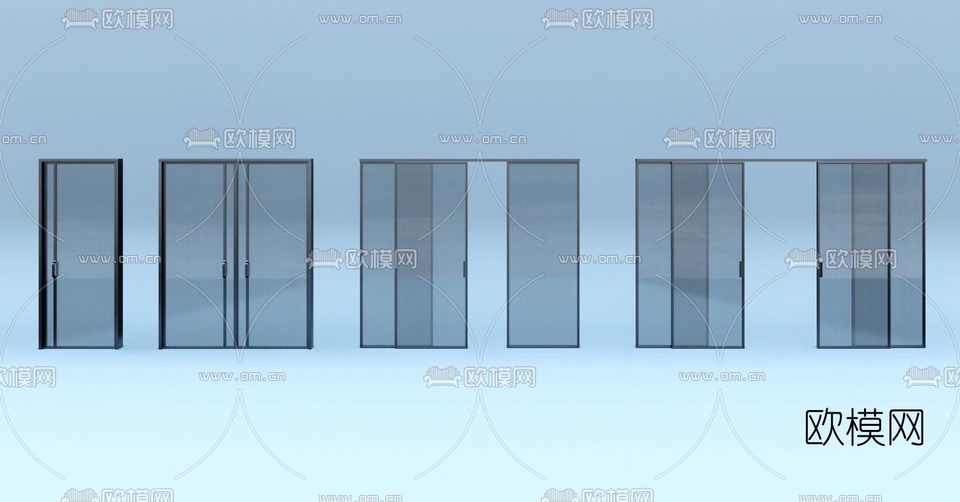 现代玻璃门su模型下载（渲染图1）