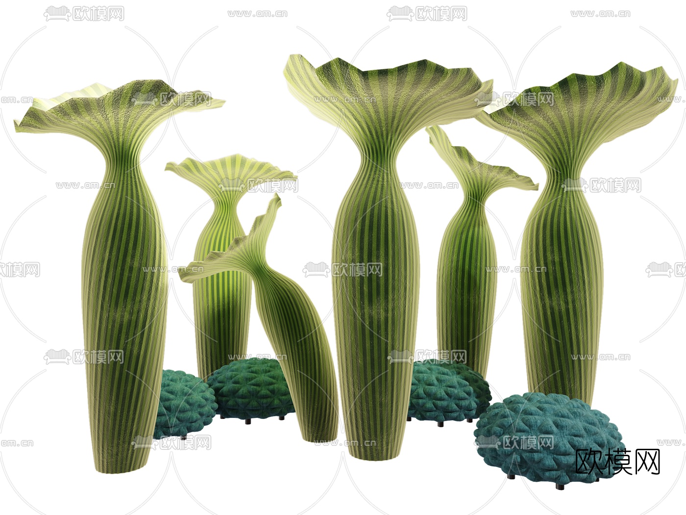 东南亚绿植装饰落地灯3d模型下载