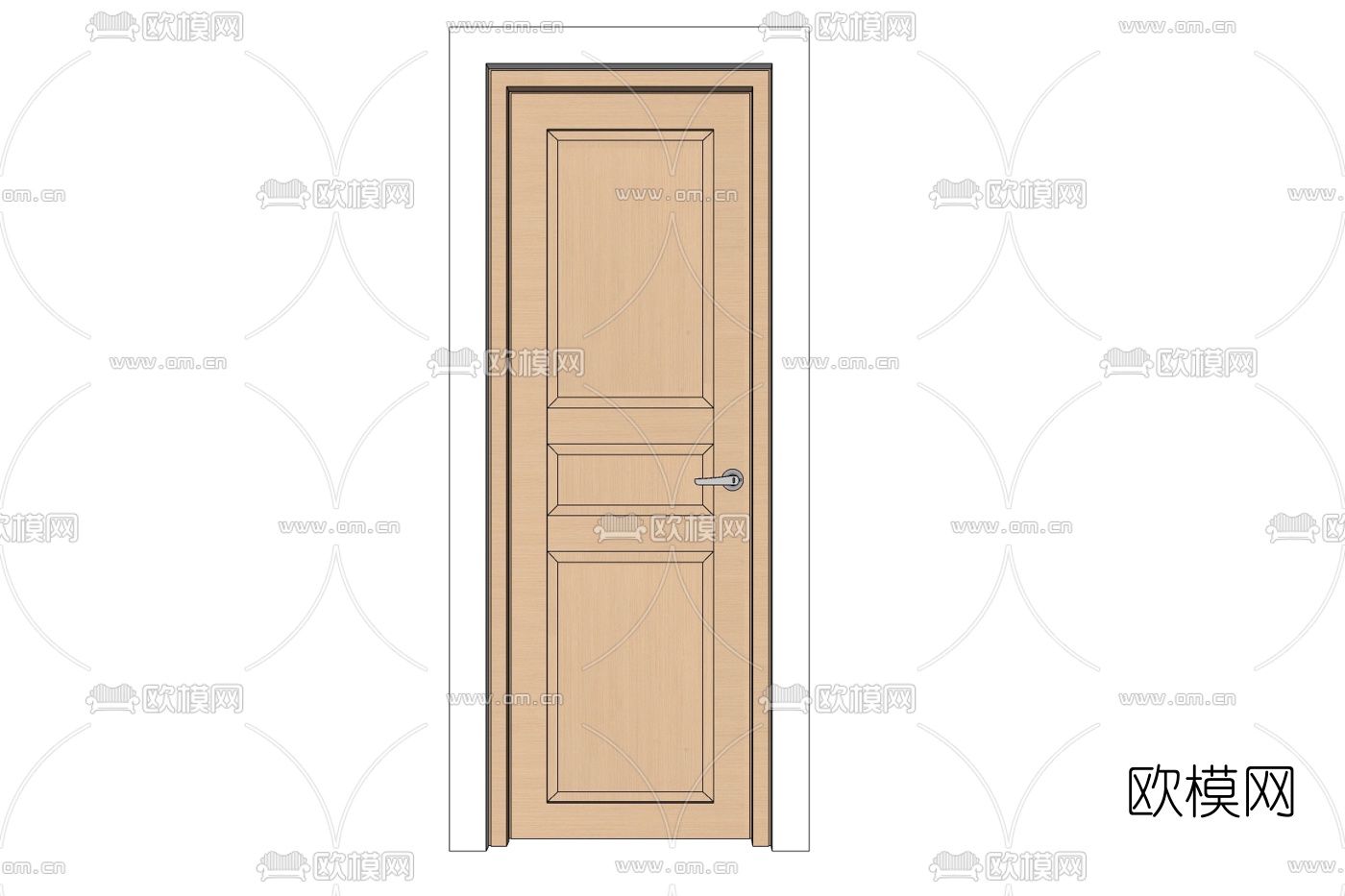 现代实木单开门免费su模型下载
