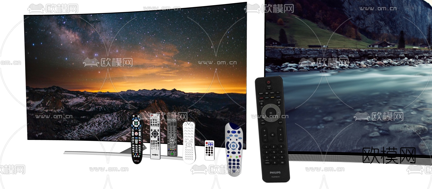 现代电视su模型下载（渲染图2）