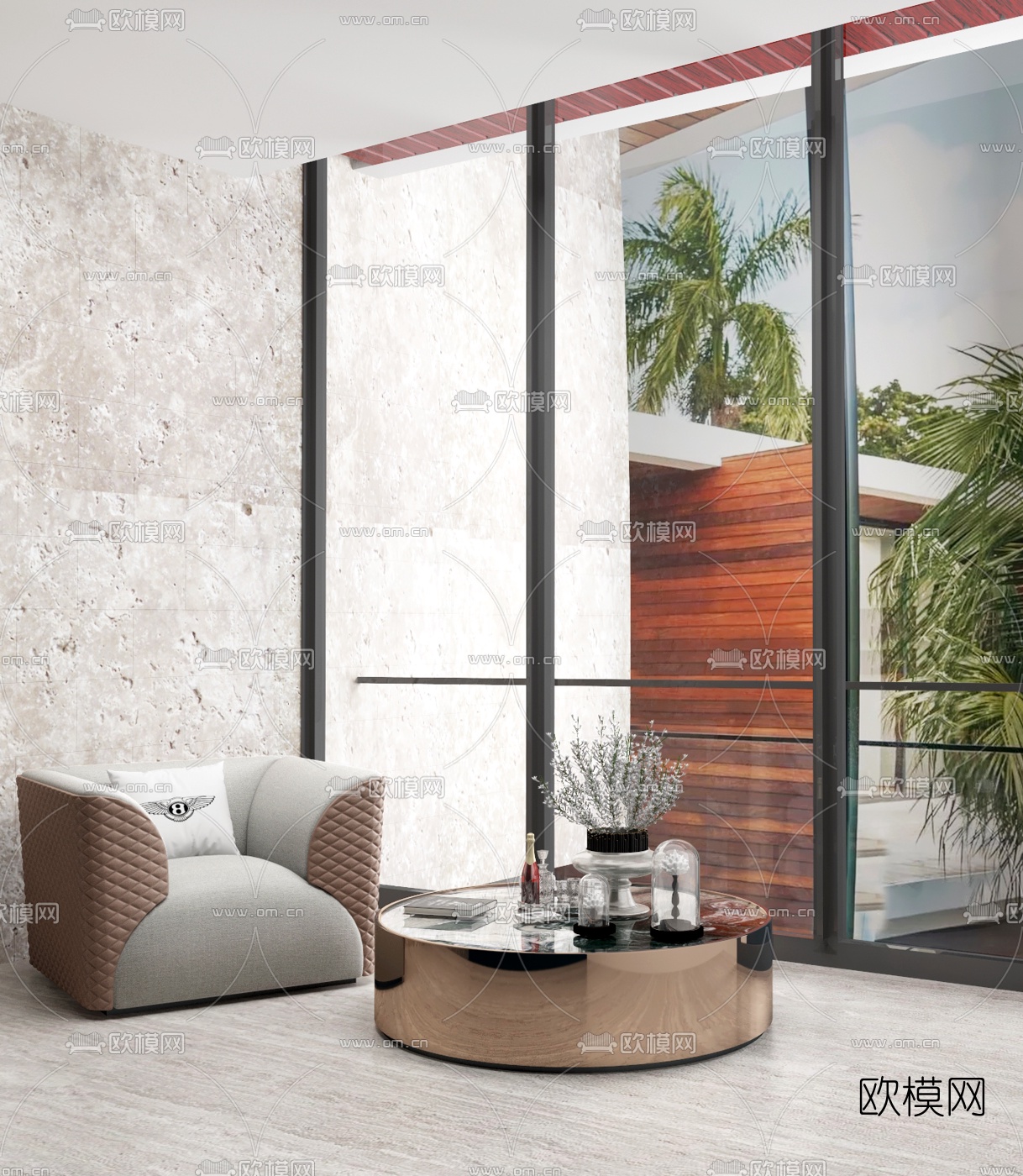 后现代布艺休闲沙发边几3d模型下载