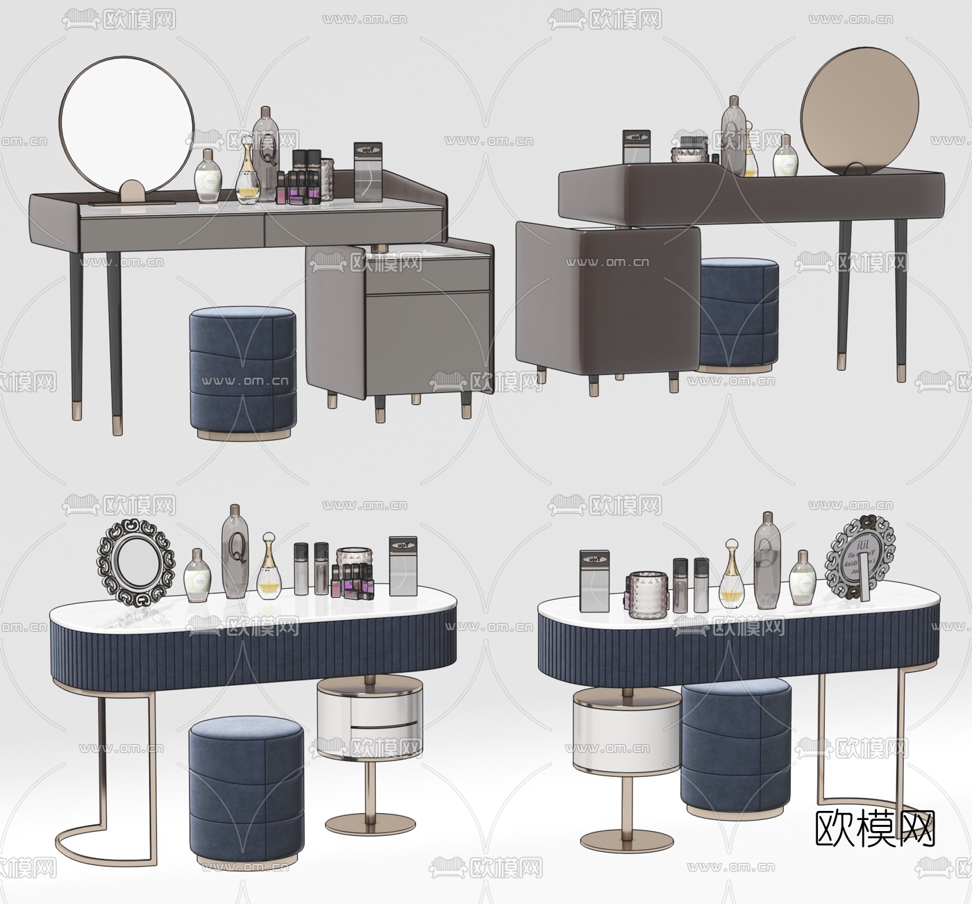 现代梳妆台su模型下载（渲染图1）
