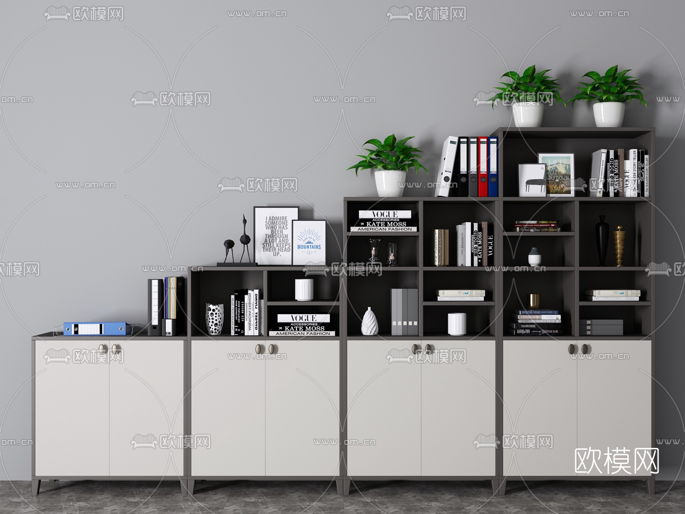 现代边柜高柜文件柜3d模型下载