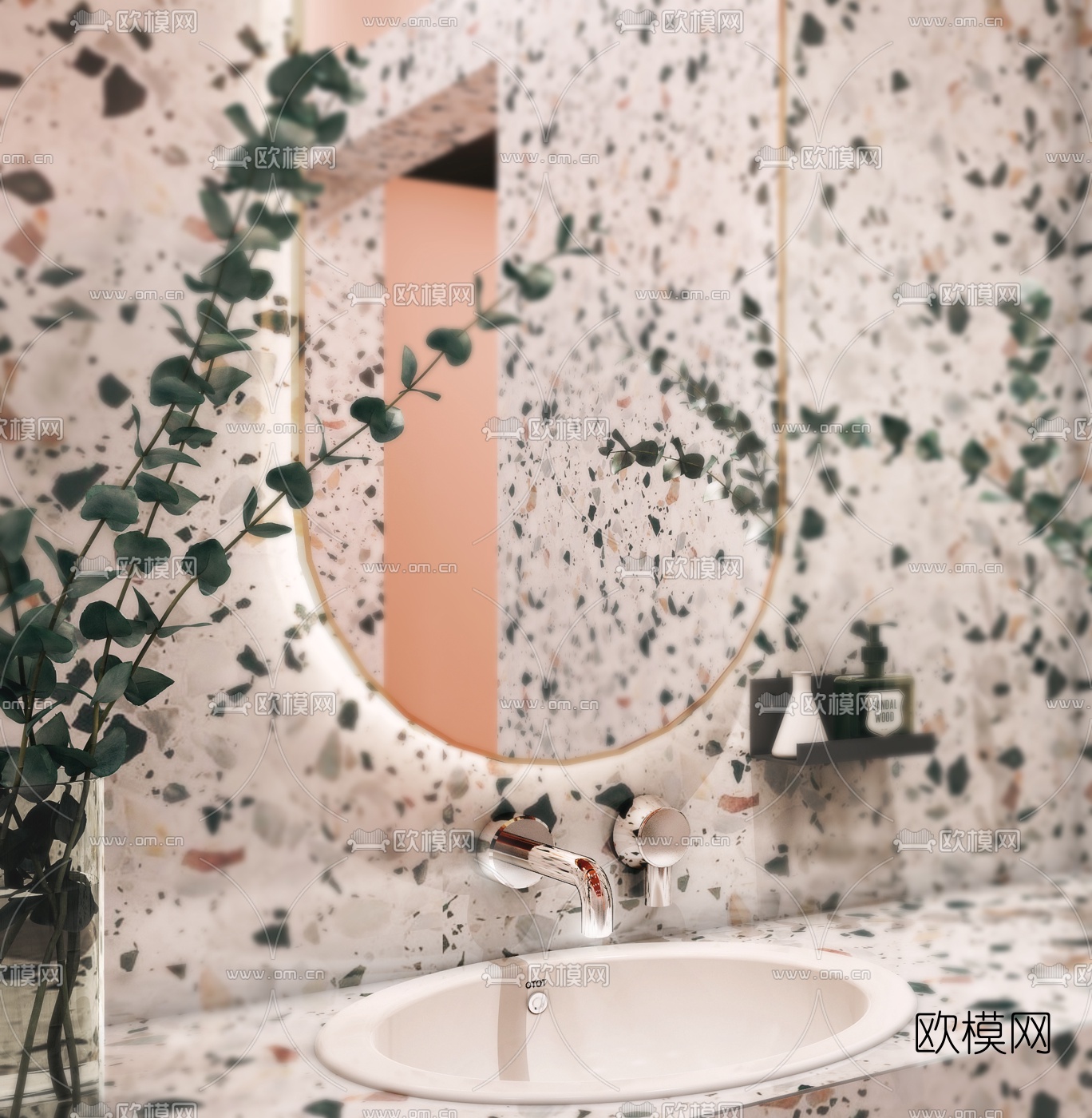 现代公共卫生间3d模型下载（渲染图2）