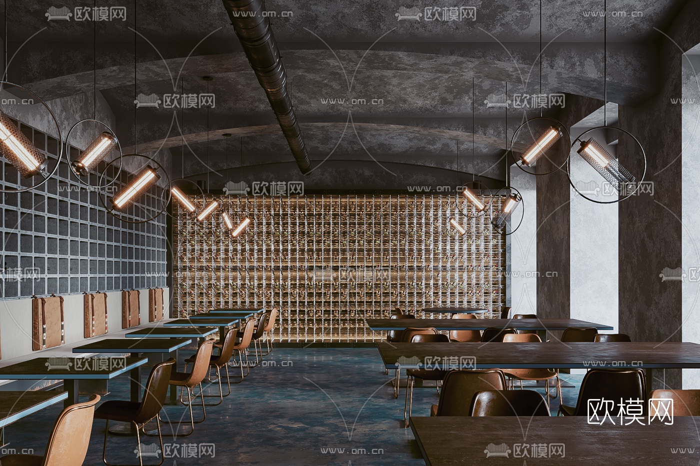 工业风主题餐厅3d模型