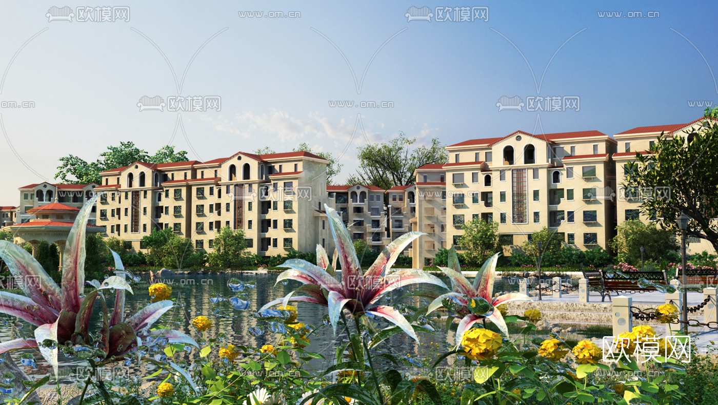 欧式小区园林景观3d模型