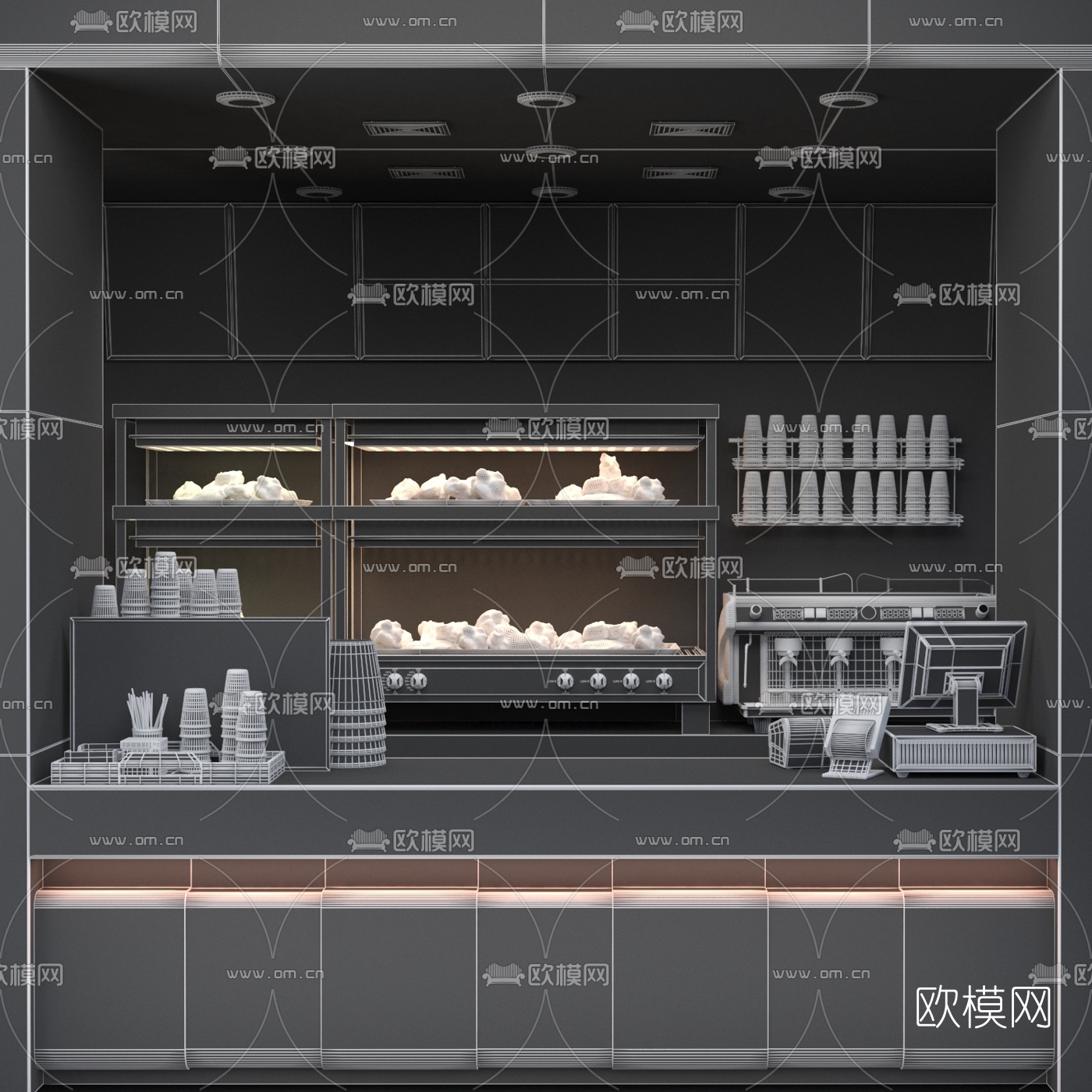 现代汉堡炸鸡快餐店3d模型