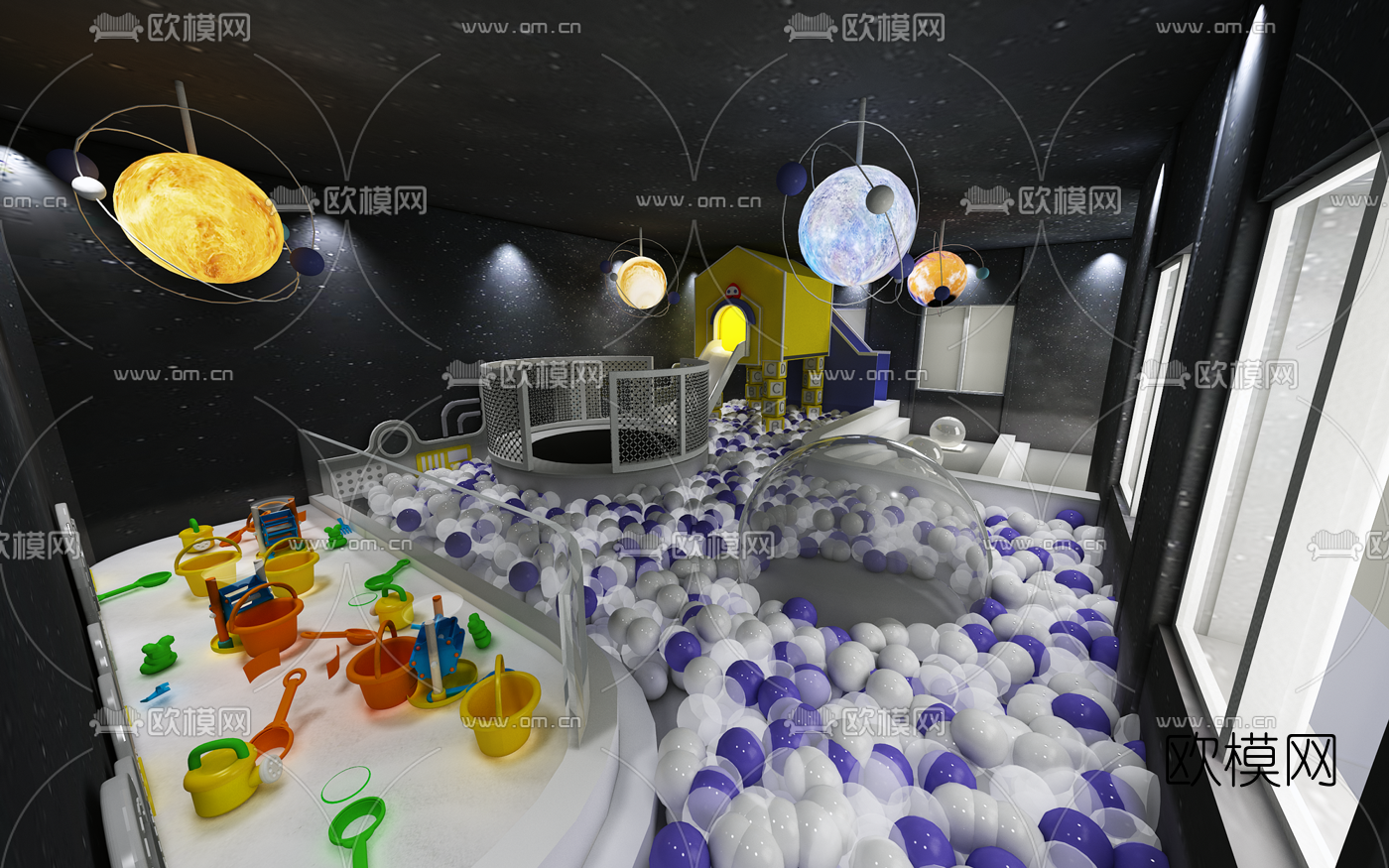 现代儿童游乐场免费3d模型下载