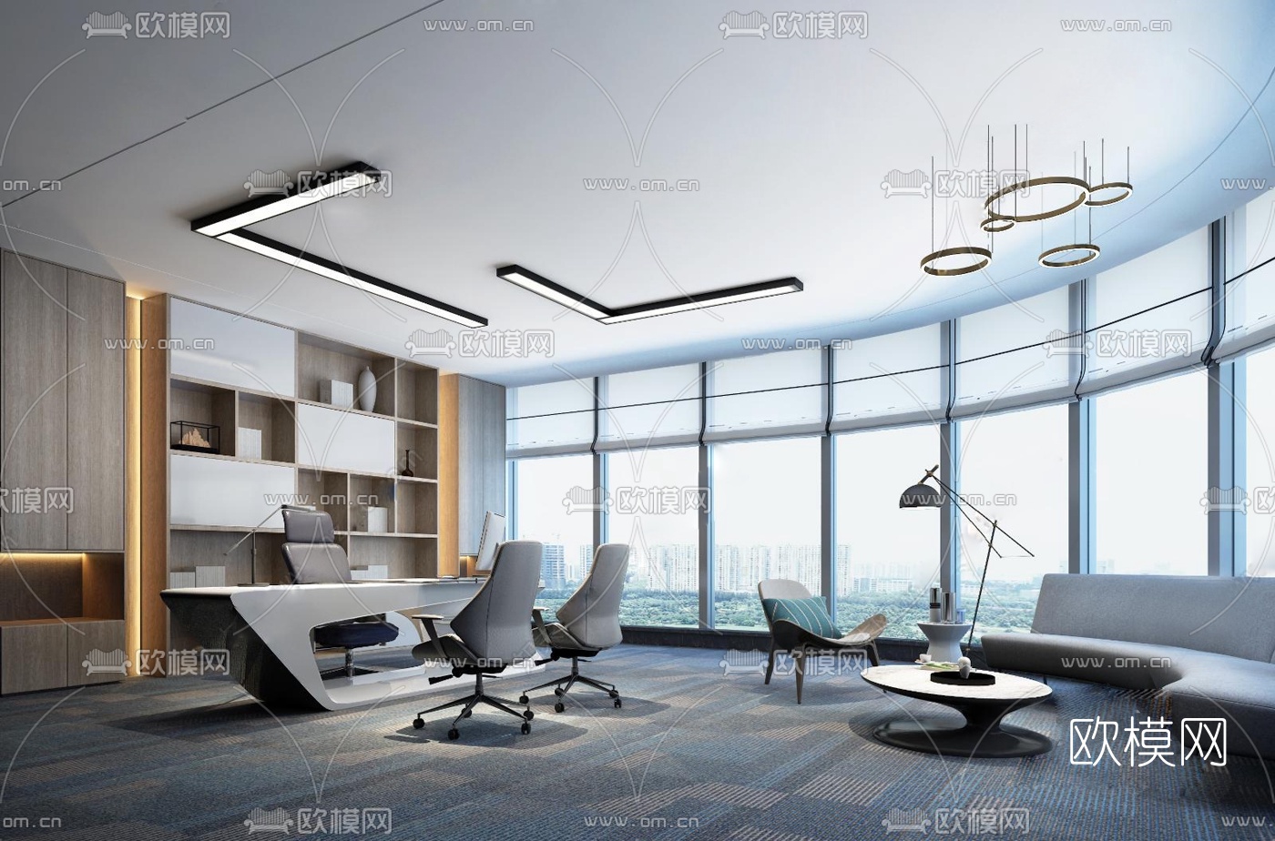 现代总经理办公室3d模型