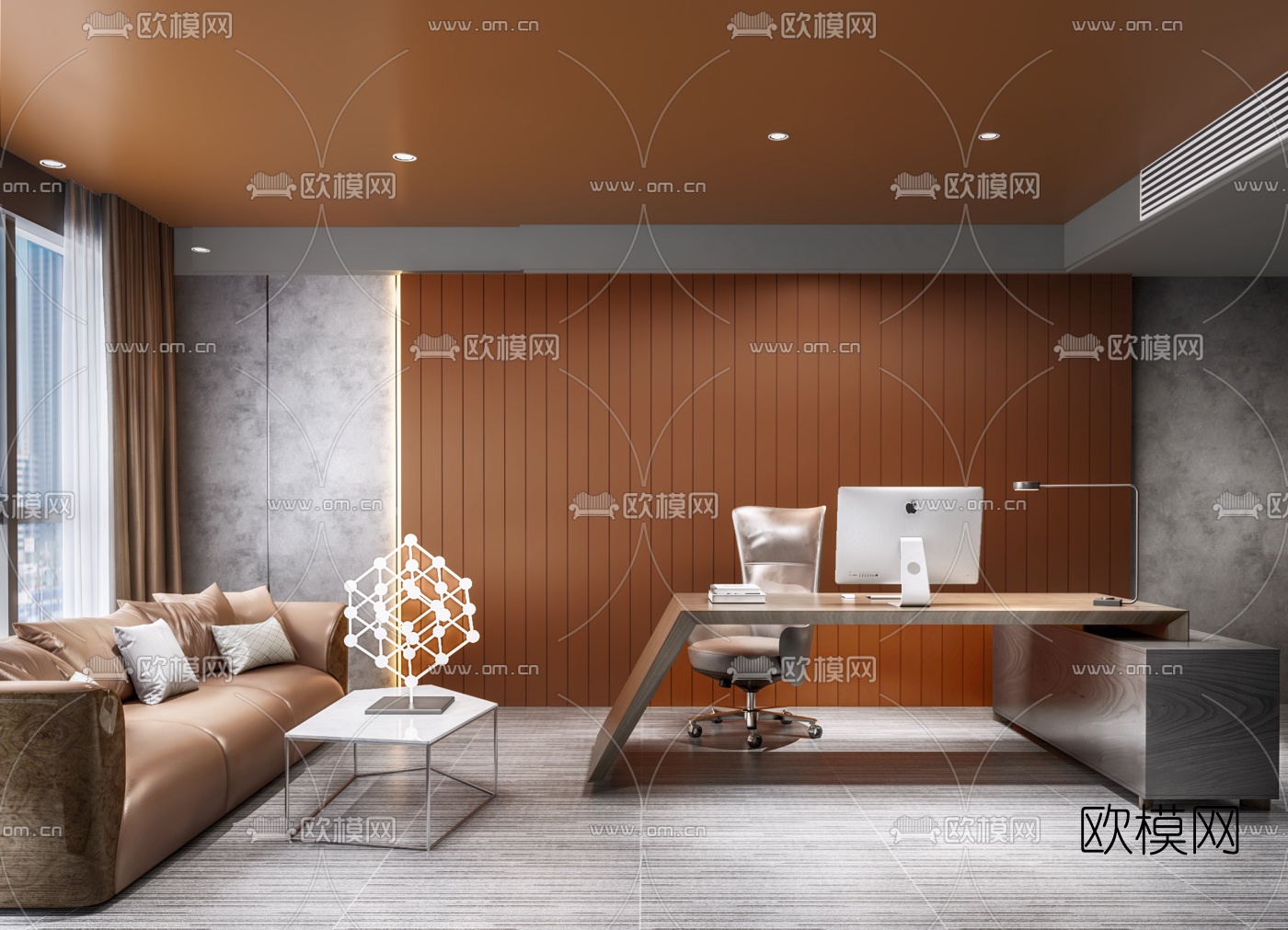 现代总经理办公室3d模型