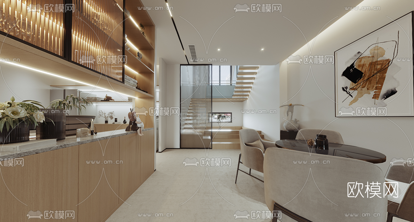 现代售楼处洽谈区cr全景3d模型
