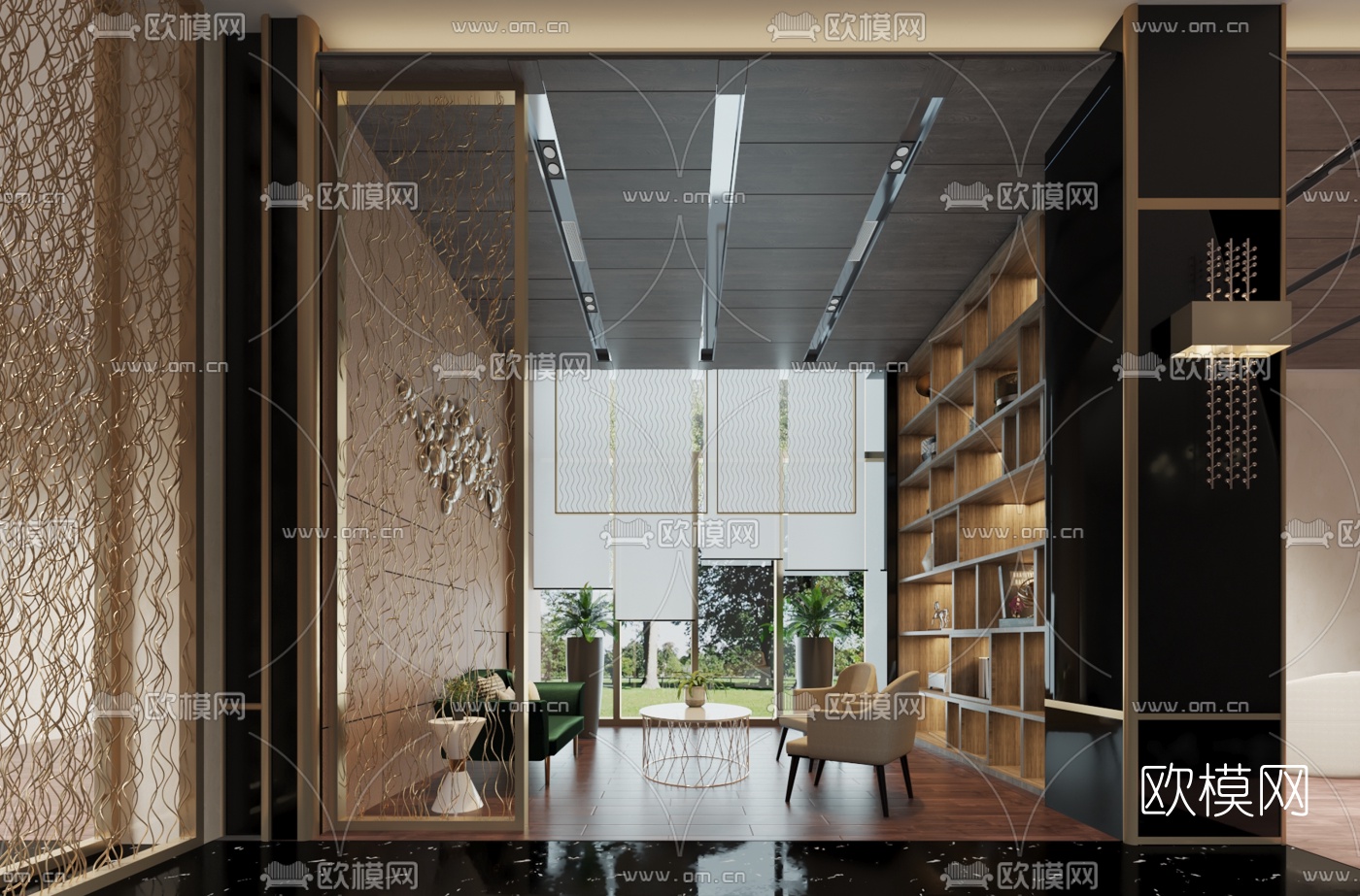 PUMI Design 现代轻奢售楼处洽谈区3d模型下载