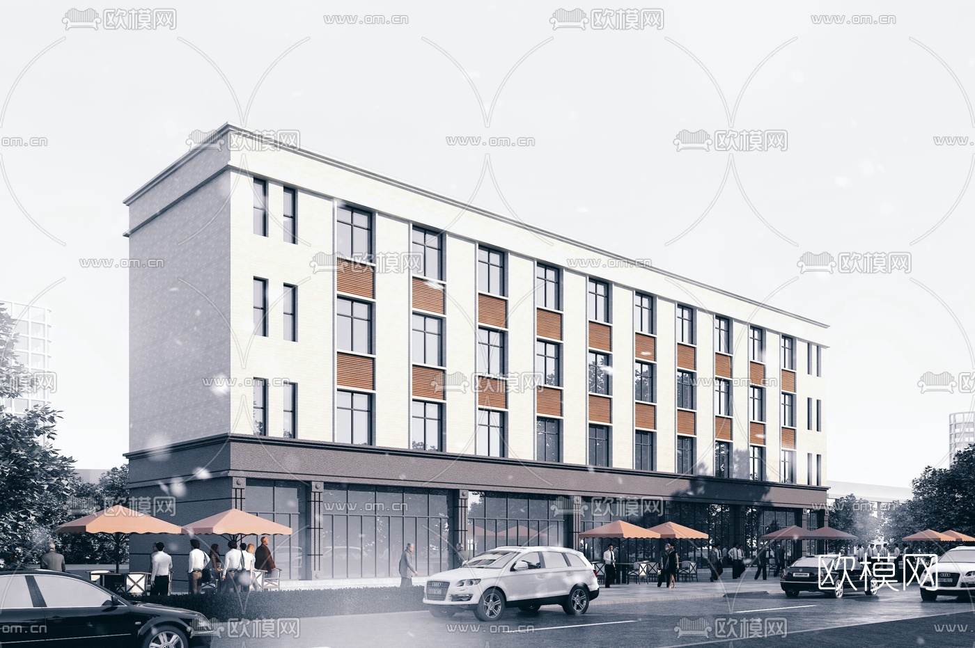 现代办公楼建筑外观模型