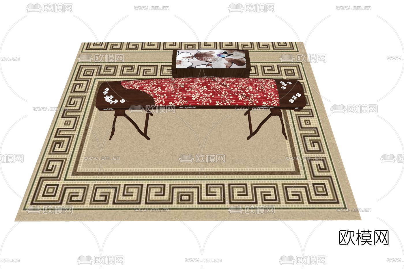 新中式古筝su模型下载