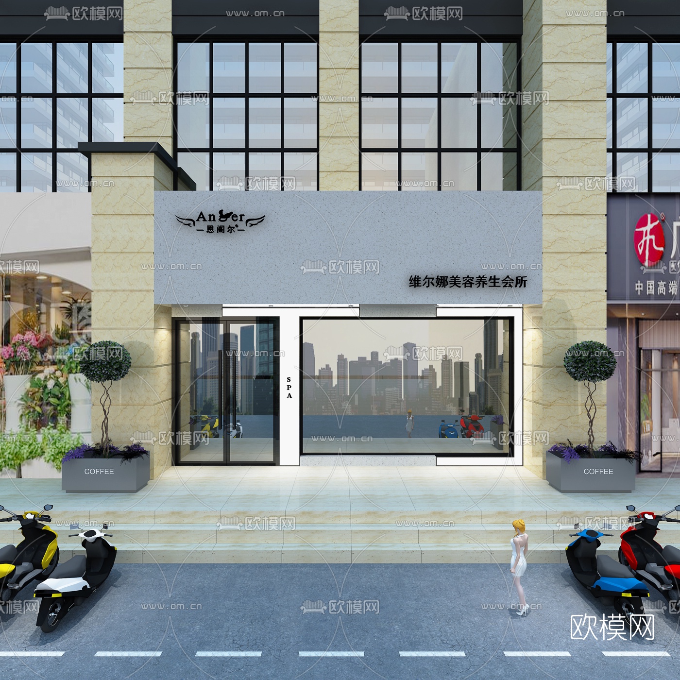 现代会所门头免费3d模型