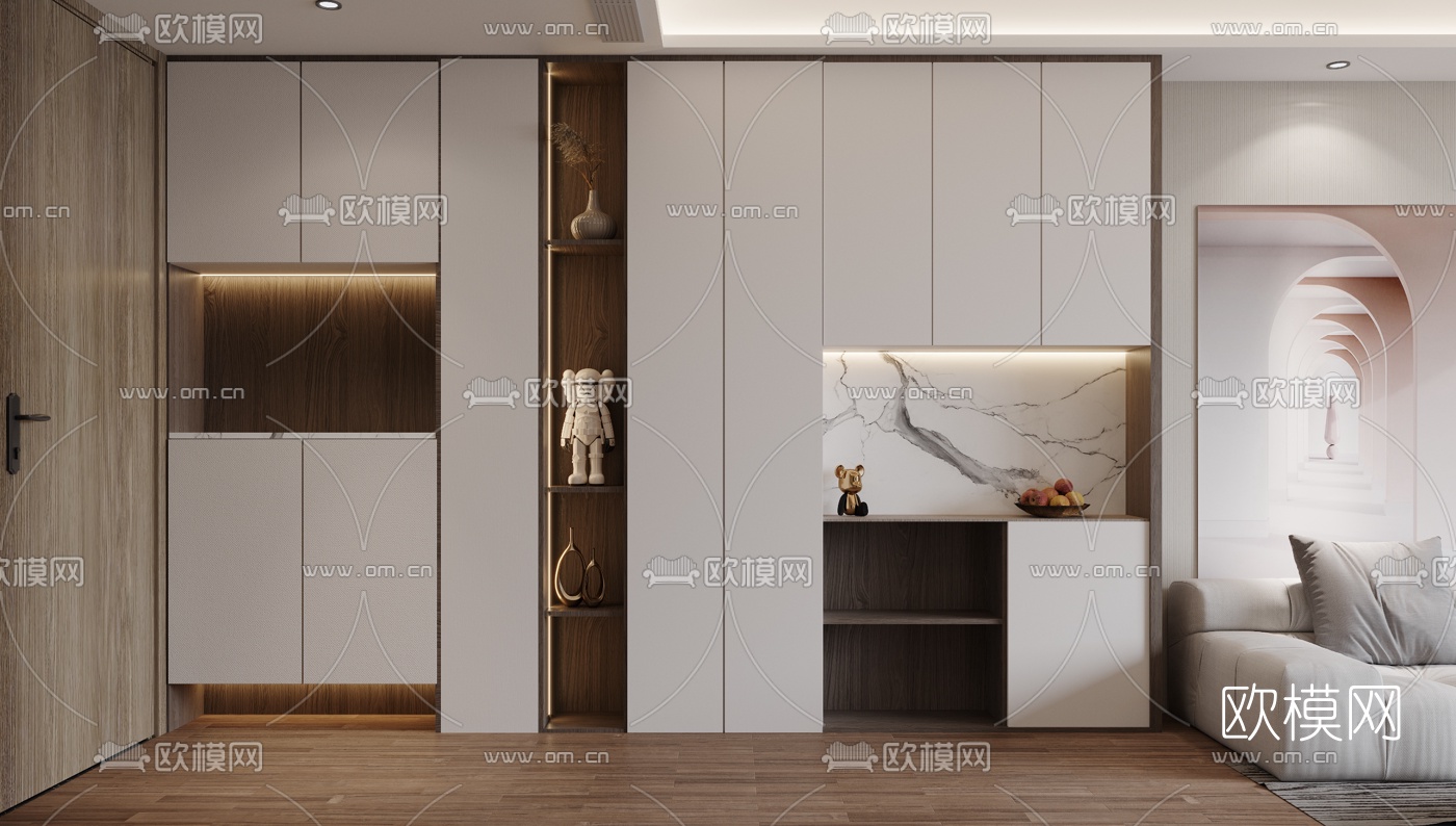 现代客厅餐厅3d模型