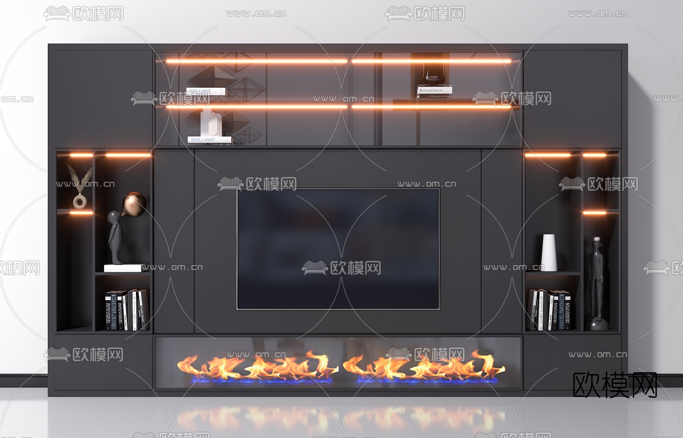 现代电视背景墙3d模型
