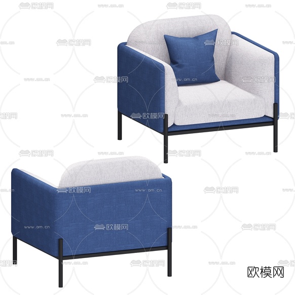 现代布艺双人沙发3d模型下载(渲染图2)