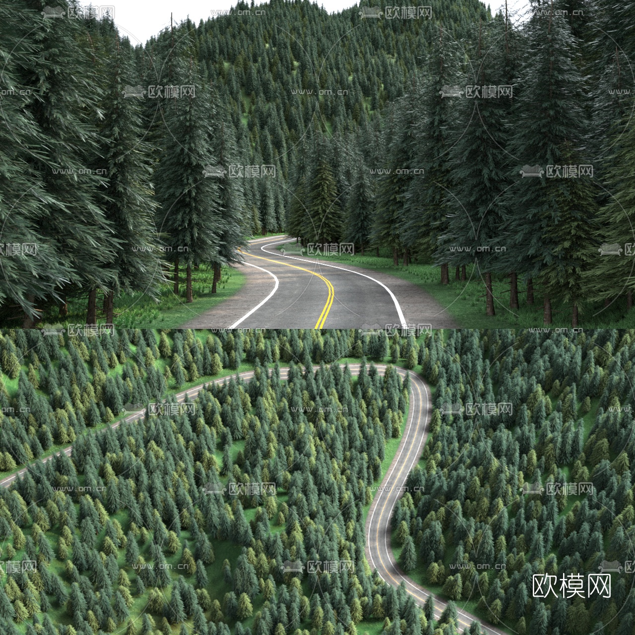 现代山林公路园林景观3d模型