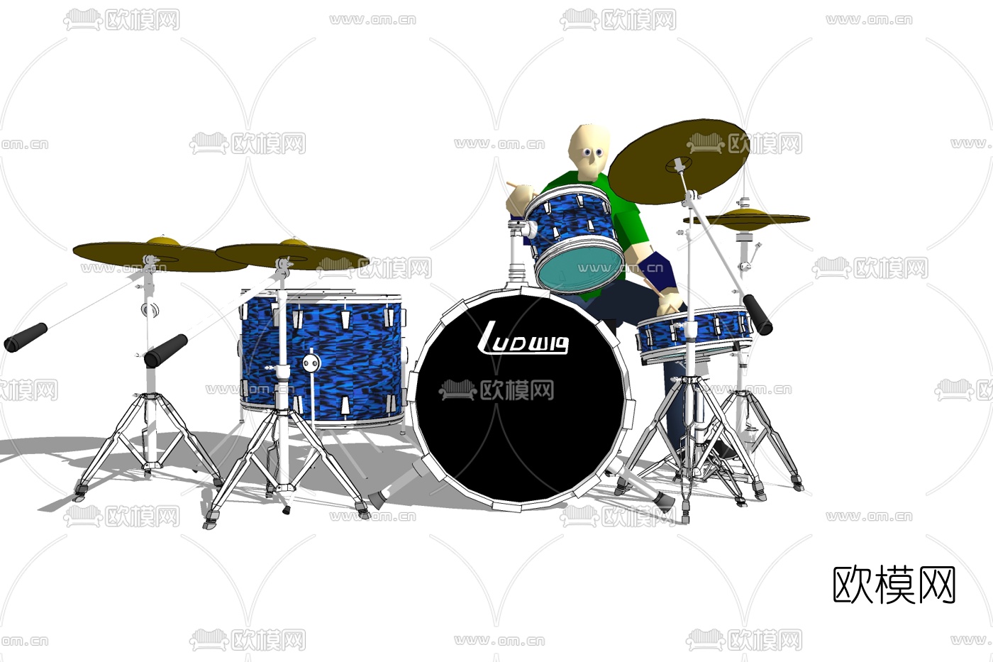 现代架子鼓免费su模型下载