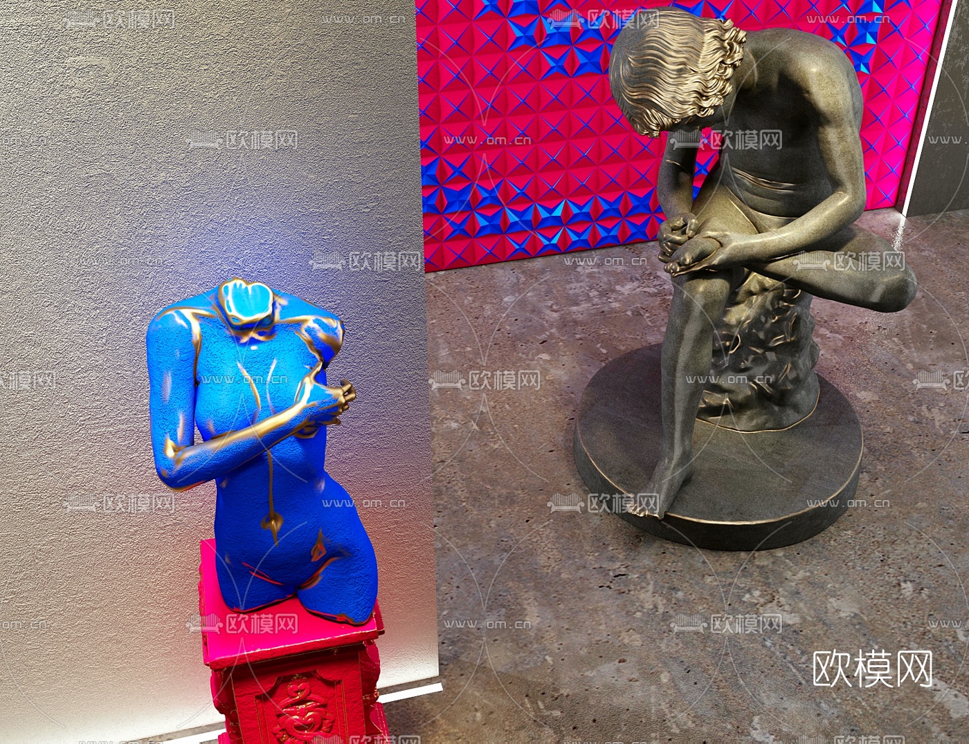 现代人物雕塑3d模型下载（渲染图2）