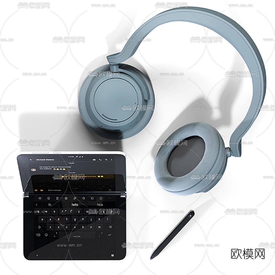 现代平板电脑耳机3d模型
