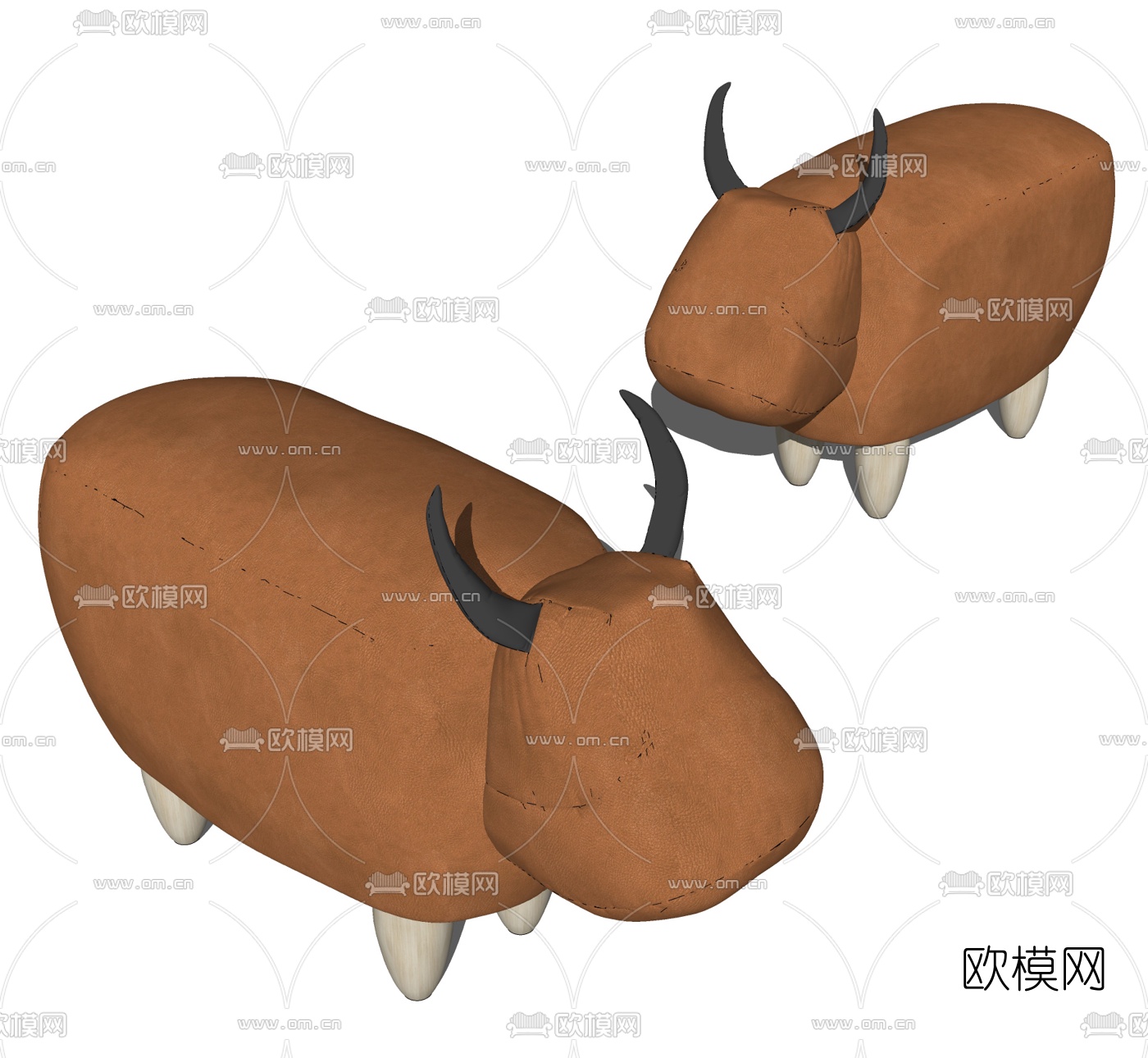 现代卡通矮凳换鞋凳su模型下载（渲染图2）
