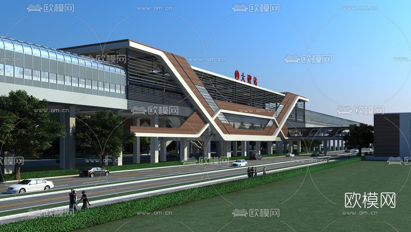 现代轻轨站外观3d模型