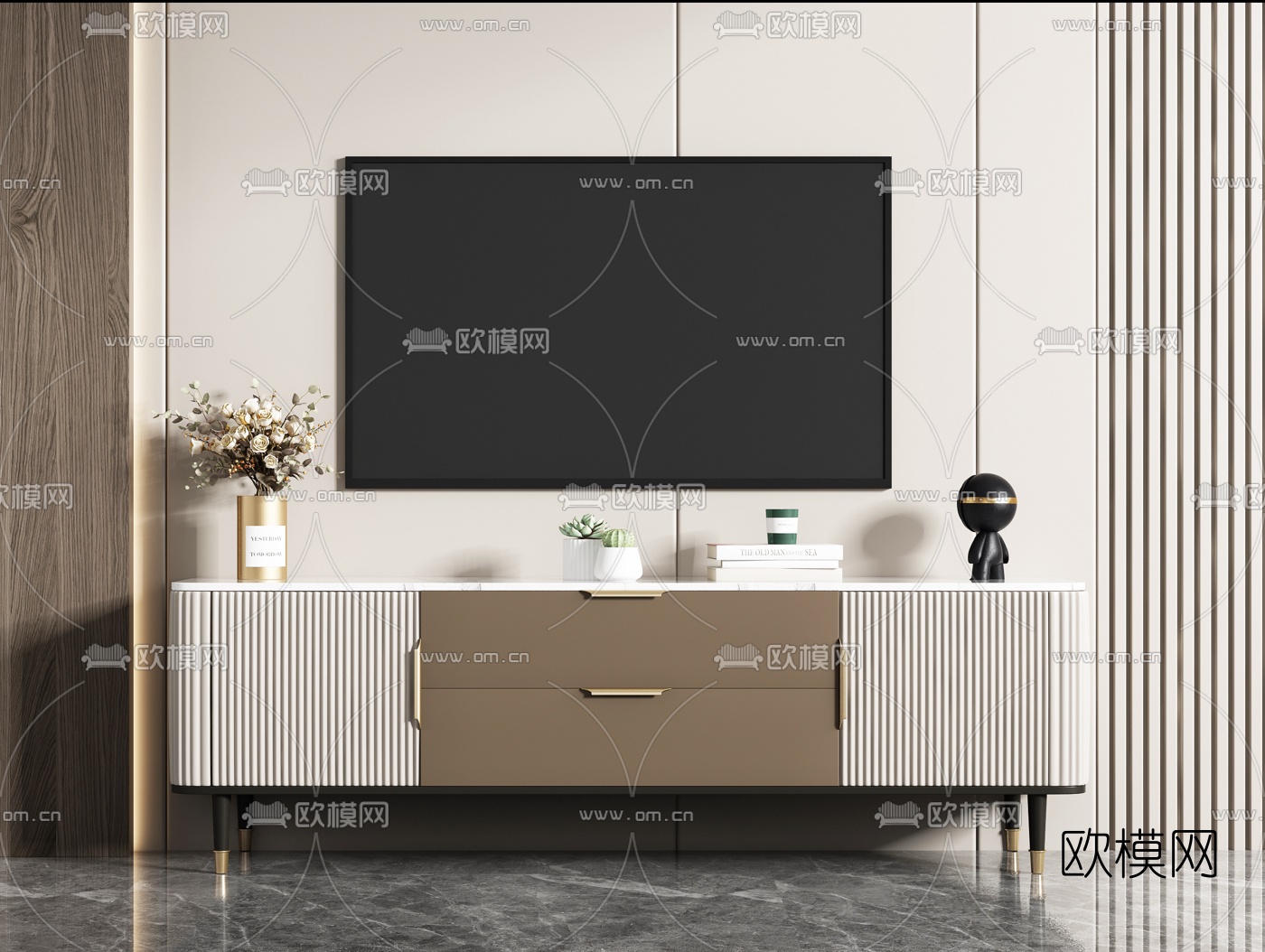 现代电视柜3d模型下载