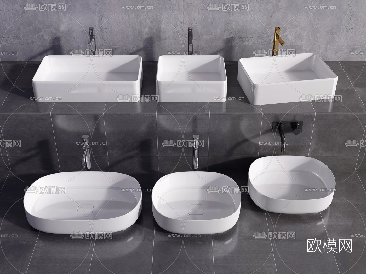 现代洗手盆su模型下载（渲染图1）