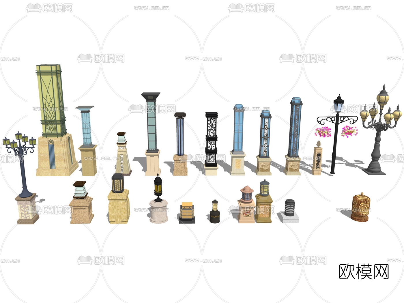 欧式景观灯su模型下载（渲染图2）